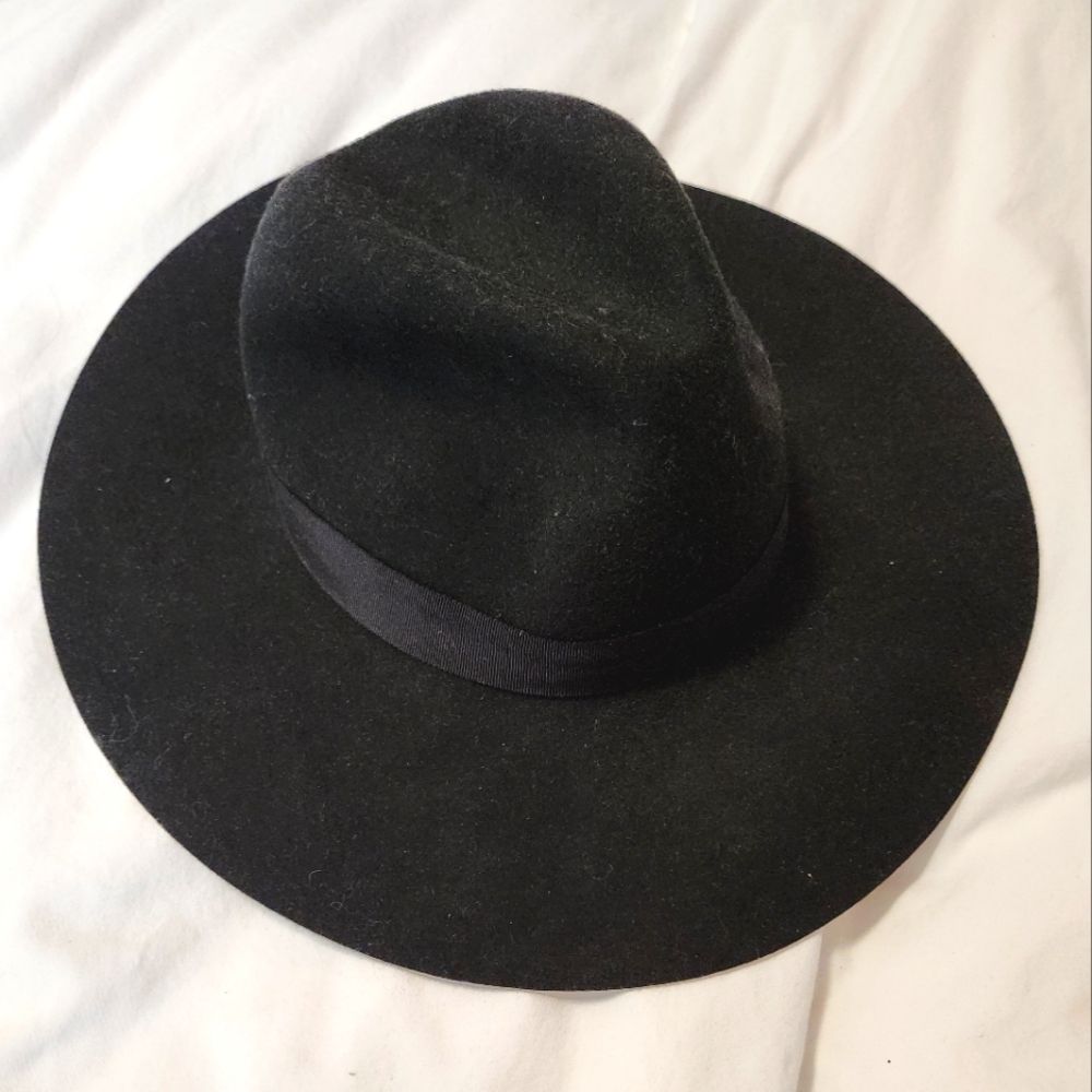 TOPSHOP Black Wide-Brim Hat